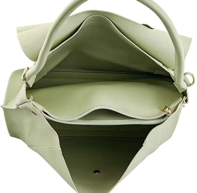 Sage Fold-Over Satchel Bag with Spacious Interior and Comfort Top Handle