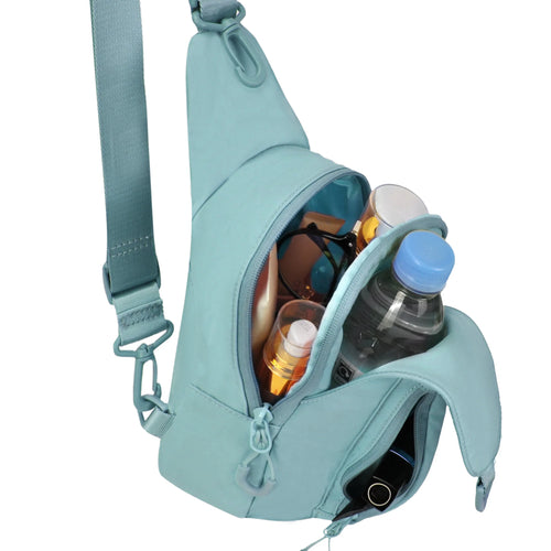 Pastel Blue Multi-Zipper Utility Sling Bag for Everyday Adventures