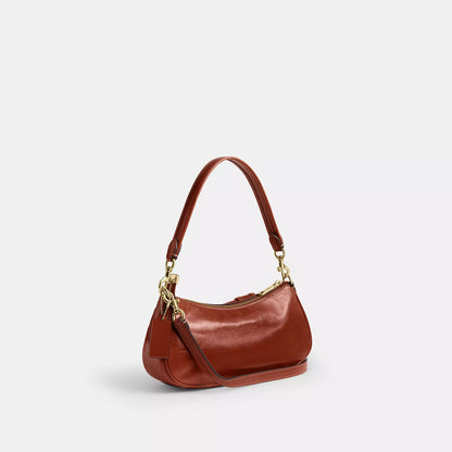Terracotta Retro Red Buckle-Front Shoulder Bag With Detachable Strap Handbag