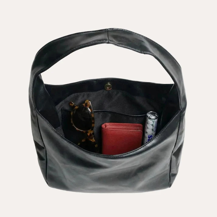 Minimalist Hobo Shoulder Bag with Laptop Compartment and Multi-Pocket Storage