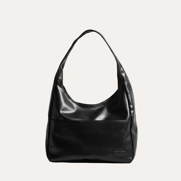 Minimalist Hobo Shoulder Bag with Laptop Compartment and Multi-Pocket Storage