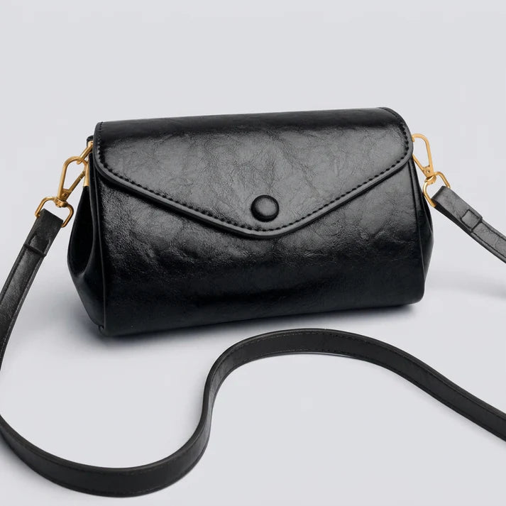 Envelope-Style Snap-Closure Flap Over Shoulder Bag with Adjustable Strap PU Leather