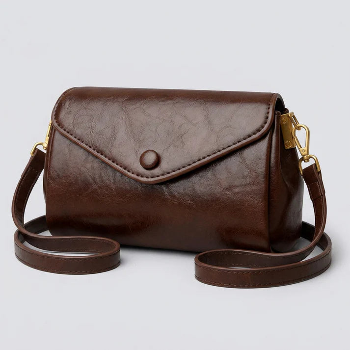 Envelope-Style Snap-Closure Flap Over Shoulder Bag with Adjustable Strap PU Leather