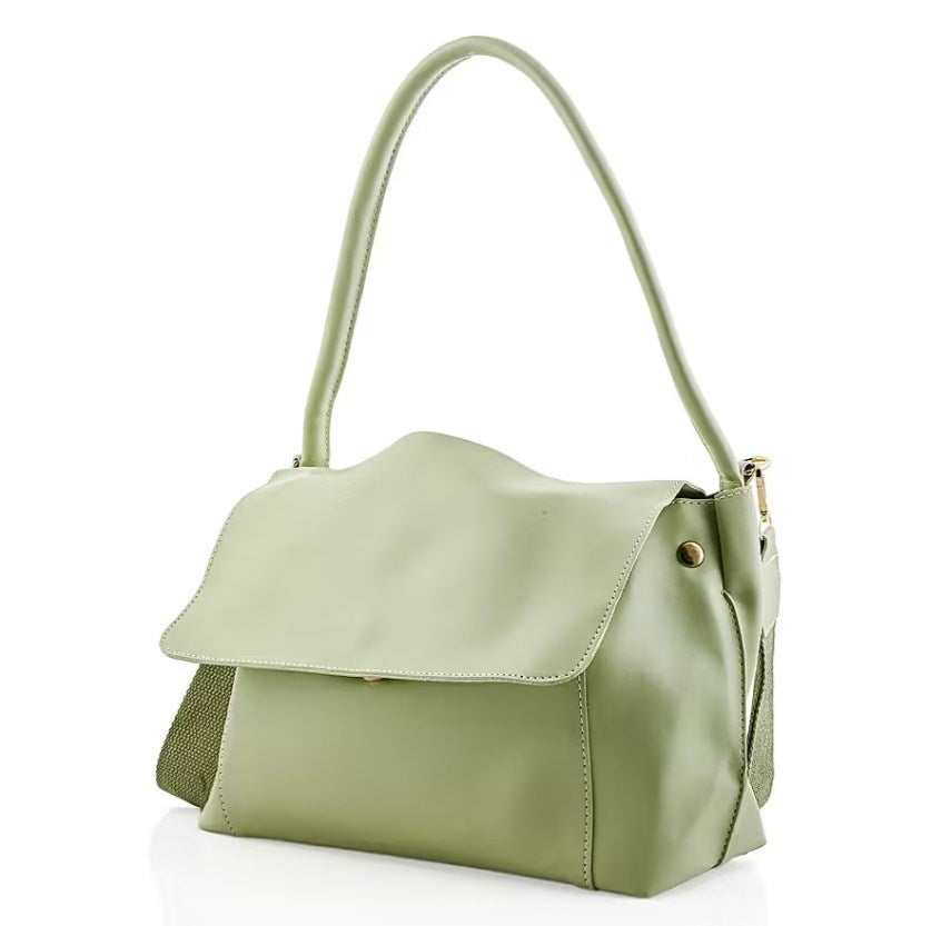 Sage Fold-Over Satchel Bag with Spacious Interior and Comfort Top Handle