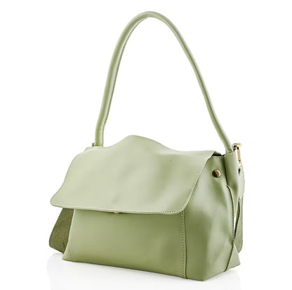 Sage Fold-Over Satchel Bag with Spacious Interior and Comfort Top Handle
