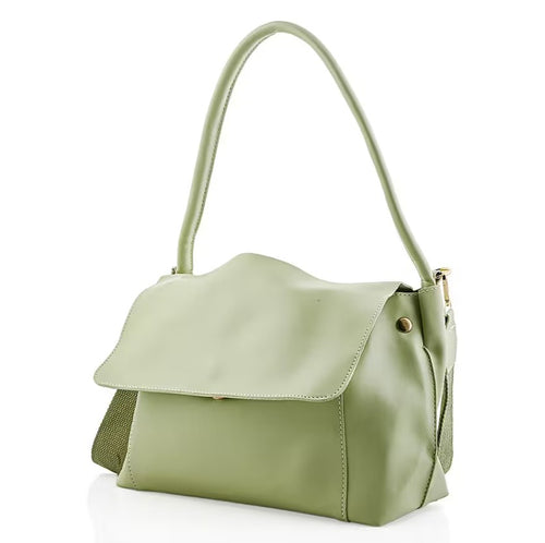 Sage Fold-Over Satchel Bag with Spacious Interior and Comfort Top Handle