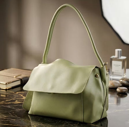 Sage Fold-Over Satchel Bag with Spacious Interior and Comfort Top Handle