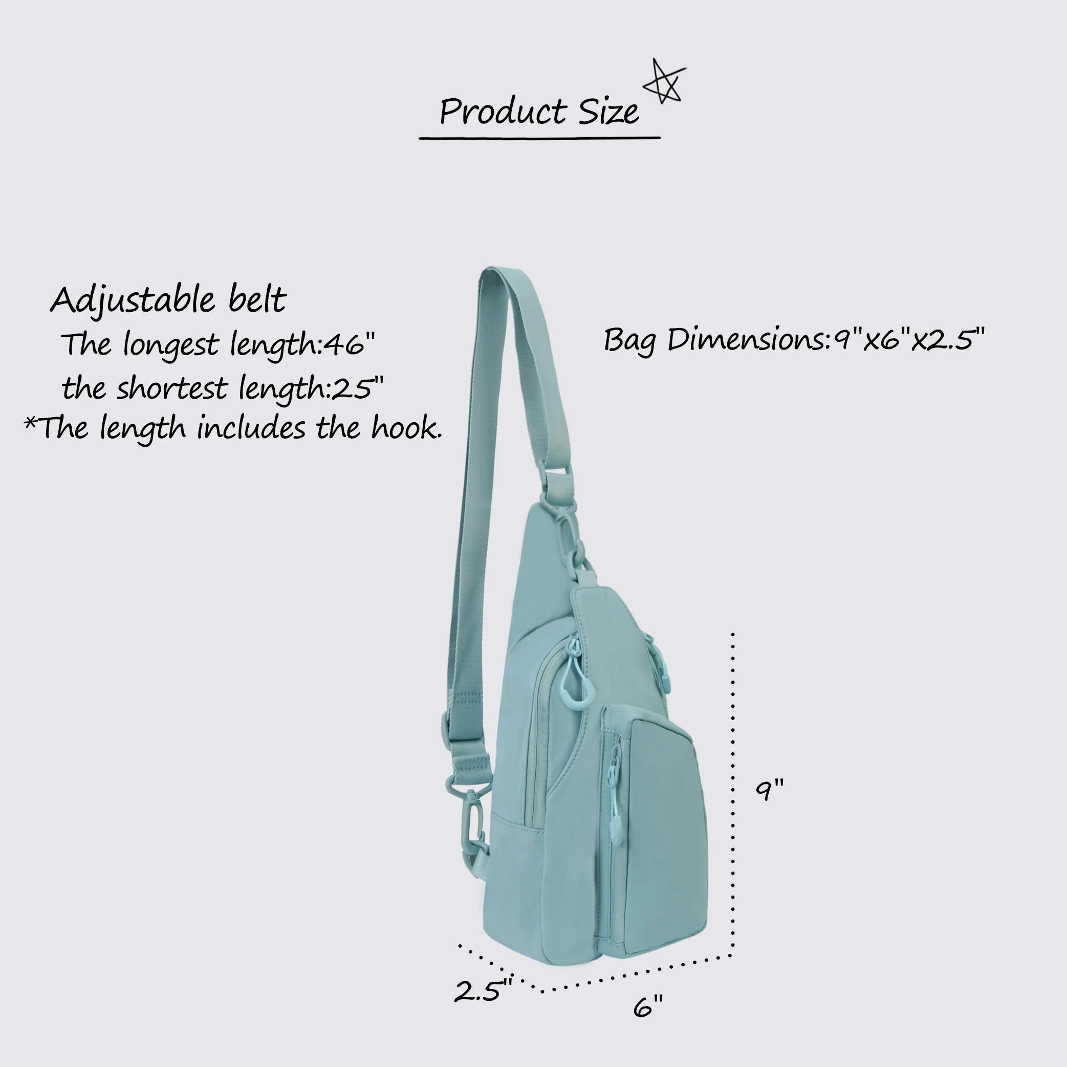 Pastel Blue Multi-Zipper Utility Sling Bag for Everyday Adventures