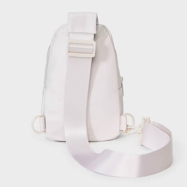 Dual-Zipper Adjustable Sling Bag in Black & White Tones