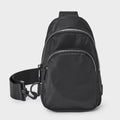 Dual-Zipper Adjustable Sling Bag in Black & White Tones