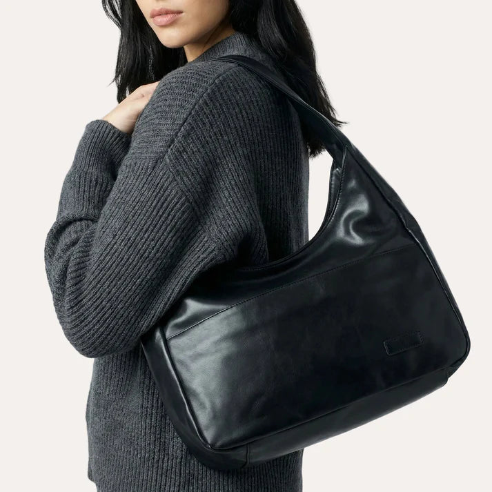 Minimalist Hobo Shoulder Bag with Laptop Compartment and Multi-Pocket Storage