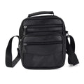 Black Multi-Zipper Textured Crossbody Bag with Top Handle and Adjustable Strap